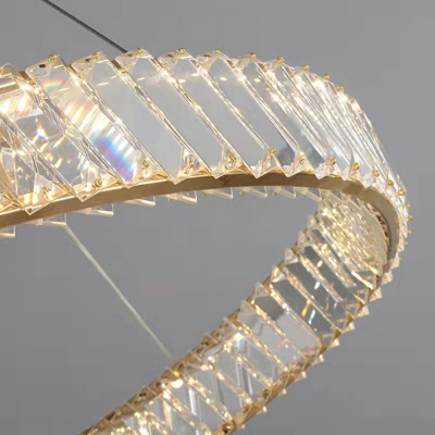 Modern Style Twist Hanging Chandelier Crystal Rectangle 1-Light Chandelier Light in Gold