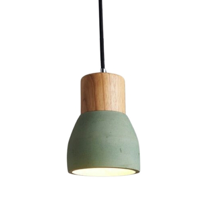 Nordic Macaron Color Pendant Light LED Wood Cement Single Pendant