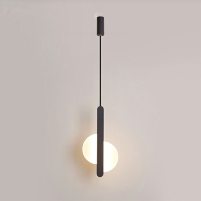 Nordic Minimalist Single Pendant LED Round Hanging Lamp for Bedroom