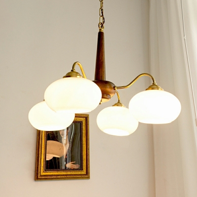 Oval Hanging Light Modern Style Glass Pendant Chandelier for Living Room