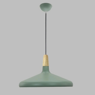 1-Light Hanging Lights Minimalist Style Cone Shape Wood Suspension Pendant