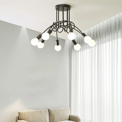 Antique Style Hanging Chandelier Industrial Black Hanging Ceiling Lights for Living Room