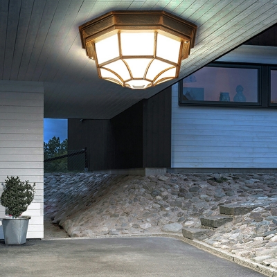 Art Deco Octagonal Flush Mount Ceiling Light Fixtures Glass Panes Flush Mount Lamp