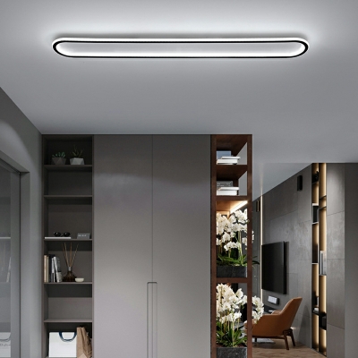 Black Linear Flush Mount Lighting Metal LED Flush Mount Ceiling Lighting Fixture