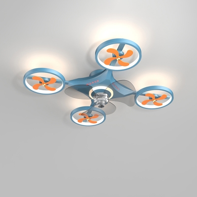 Blue Ceiling Fans 4-Light LED with Acrylic Shade Fan Lighting