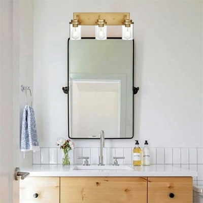 Clear Glass Shade Vanity Lighting Metal Mid Century Modern Bathroom Vanity Light