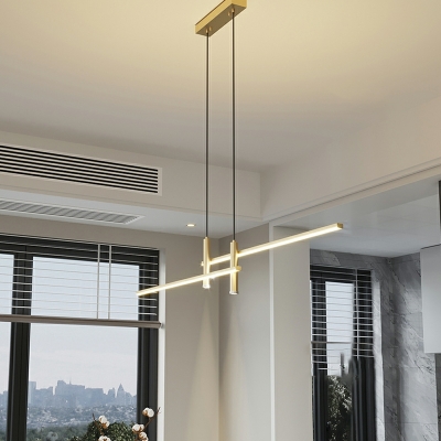 LED Linear Hanging Island Lights Modern Minimalism Pendant Lighting Fixtures for Dinning Room