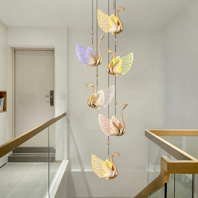 Modern Butterfly Pendant Lighting Acrylic Little Swan Shaped Hanging Lamp