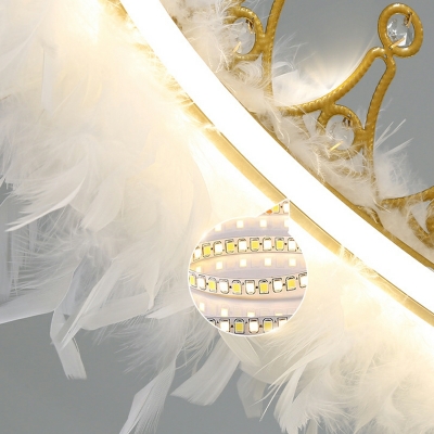 Modern Creative Feather Chandelier Crown Decoration Chandelier for Bedroom