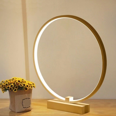 Modern Style Table Lamp 1 Light Metal Ring Shaped Table Lamp for Bedroom