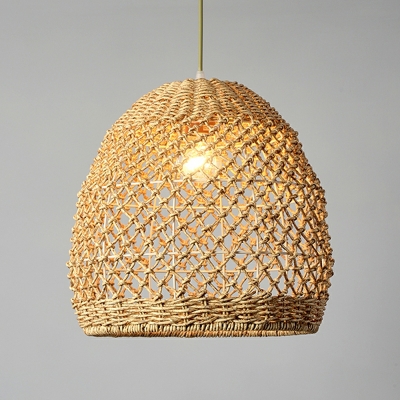 Rattan Weaving Pendant Lighting 1 Light Hanging Lamp for Dining Room