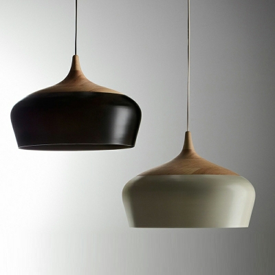 Wood Drum Hanging Pendant Lights Modern Minimalism Down Lighting for Living Room