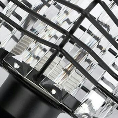 1 Light Contemporary Ceiling Light Metal Caged Crystal Ceiling Fixture