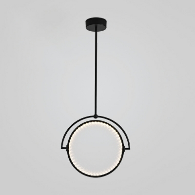 1-Light Hanging Lights Minimalism Style Round Shape Metal Pendant Light Fixture