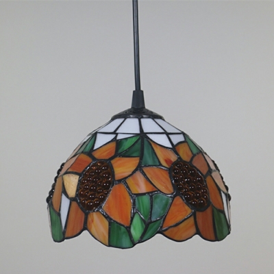 1-Light Hanging Lights Tiffany Style Dome Shape Metal Pendant Light Fixture