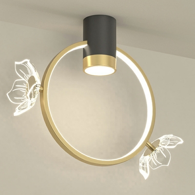 4-Light Close To Ceiling Chandelier Kids Style Ring Shape Metal Flush Mount Light