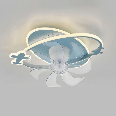 Airplane-Like Ceiling Fans Metal with Acrylic Shade LED Fan Lighting