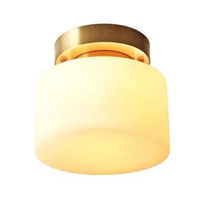 American Style 1 Light Flush Mount Fixture Light Village Frosted Glass Shade Ceiling Light for Staircase Corridor