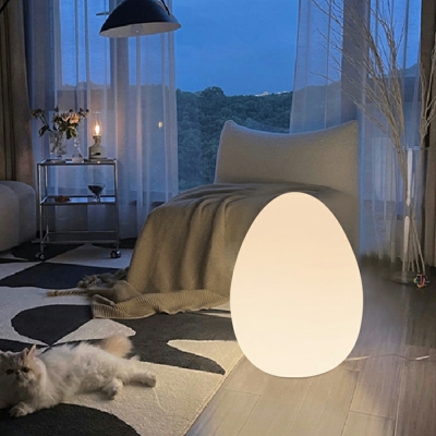 Egg Shape Floor Lamp Single Bulb Contemporary Style Floor Lighting in White