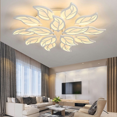 Flower-Like Flush Mount Lighting LED with Acrylic Shade Ceiling Lights Flush Mount in White
