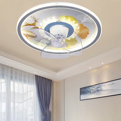 Flushmount Children's Room Style Acrylic Flush Mount Fan Light Fixtures for Living Room