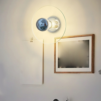 Modern Glass Wall Lamp 1 Light Round Wall Light for Living Room
