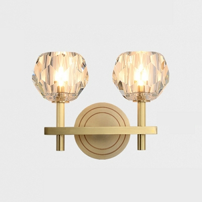 Modern Sphere Wall Mounted Light Fixture Metallic and Crystal Wall Light Sconces