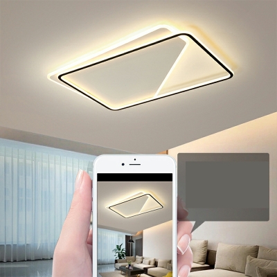 Nordic Style Acrylic Ceiling Lighting LED Black Flush Lamp