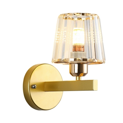 Pencil Arm Wall Mount Lighting Modern Style Crystal 1-Light Wall Sconces in Gold