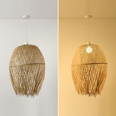 Southeast Asia Style Pendant Light Braided Rattan Hanging Light for Dinning Room