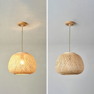 Weaving Pendant Lighting Bamboo 1 Light Hanging Lamp for Dining Room