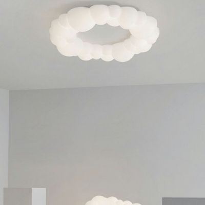 1-Light Close To Ceiling Chandelier Kids Style Cloud Shape Metal Flush Mount Light