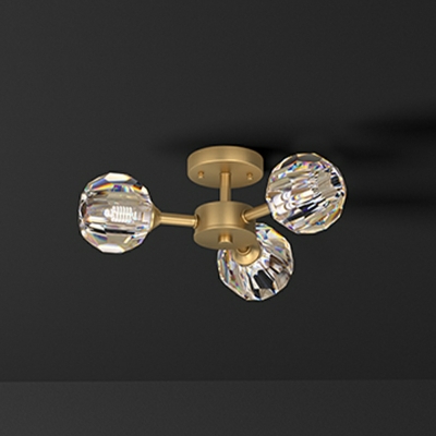 3-Light Flush Light Fixtures Minimalism Style Ball Shape Metal Ceiling Mounted Lights