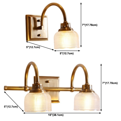 American Style Wall Sconces Glass Wrought Copper Wall Light