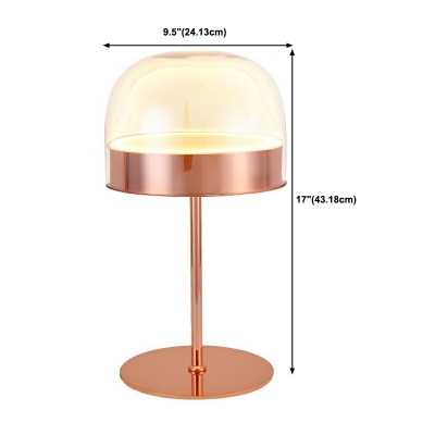Glass Shade Nightstand Lamp Metal Contemporary LED Table Lamp