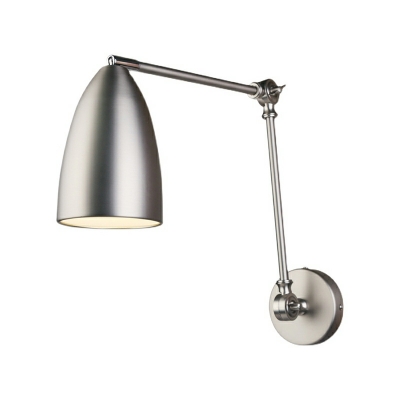 Industrial Cone Single Wall Sconce Swing Arm Iron Light for Bedroom Bedside