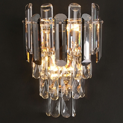 Mid-Century Geometric Flush Mount Wall Sconce Crystal Surface Wall Sconce