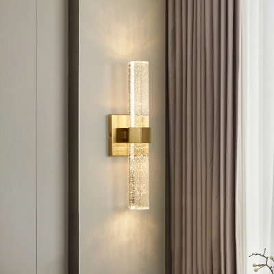 Modern Cylinder Wall Mounted Light Fixture Metallic and Crystal Wall Light Sconces
