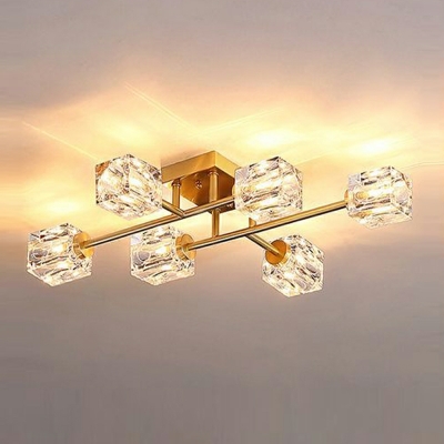Modern Flush Mount Ceiling Light Crystal Shade LED Flush Mount Lamp in Gold