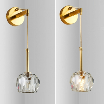 Modern Sphere Wall Mounted Light Fixture Metallic and Crystal Wall Light Sconces