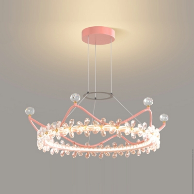 Nordic Light Luxury Crystal Chandelier Romantic Crown LED Chandelier for Bedroom