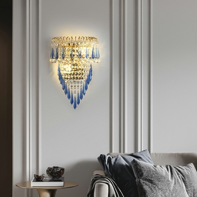 Prismatic Wall Mounted Lighting Modern Style Crystal 2-Lights Sconce Light in Gold