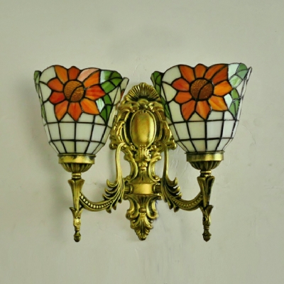 Tiffany Style Glass Wall Light Iron Wall Sconces for Bathroom