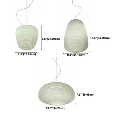White Glass Hanging Pendant Lights Modern Drum Down Lighting for Living Room