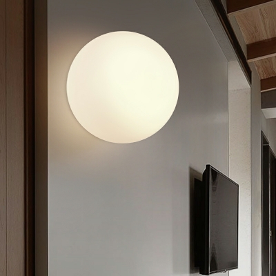 White Glass Shade Sconce Light Fixture Single Bulb Wall Mounted Light