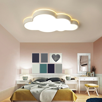 1-Light Ceiling Lamp Kids Style Cloud Shape Metal Flushmount Lights