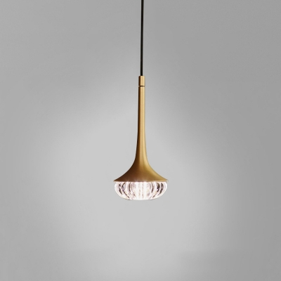1 Light Contemporary Pendant Lighting Crystal Gold Hanging Lamp