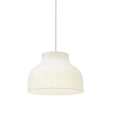 1 Light Dome Pendant Lights Modern Style Silk Ceiling Lamp in White