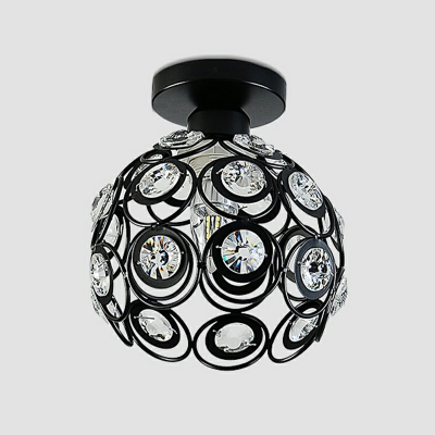 1 Light Modern Ceiling Light Globe Crystal Ceiling Fixture for Corridor