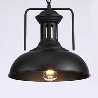 Black Rope Pendant Lighting Fixtures Industrial Style Metal 1 Light Ceiling Lamp